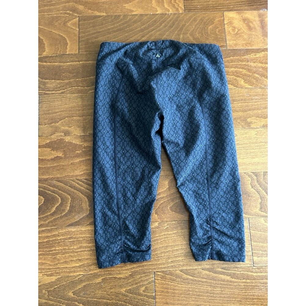PrAna Womens Cropped Black Leggings Stretch Textured Stretch Yoga Pants Size L - Picture 4 of 5